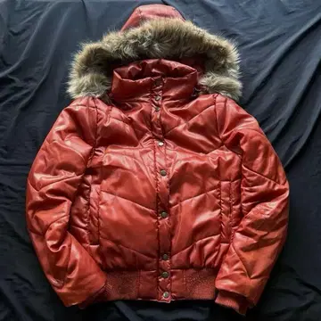 00s 퍼 다운 후드 탈부착 가능 시크 스타일 헤이세이 광택 쇼트 기장