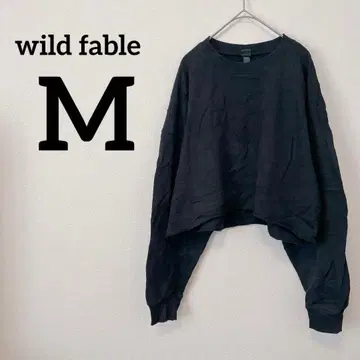 wild fable [ M ] 블랙 맨투맨 무지 숏 기장