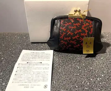 [ 새상품급! ] 인덴 잠자리 패턴 친자 가마구치 지갑 레드 컴팩트