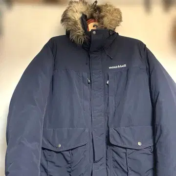 몽벨 로간 다운 파카 네이비 인조 모피 남성용 M