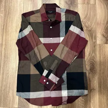 BLACK LABEL 체크 무늬 셔츠 보르도 계열