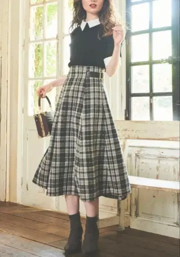 노엘라 선염 체크 스커트