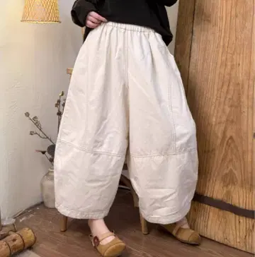 코튼 와이드 팬츠 겨울 면 팬츠