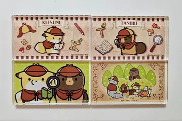너구리와 여우 [ 산의 탐정님 ] 아크릴 블록 4종 세트