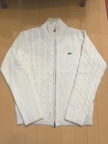 라코스테 풀 집업 니트 화이트