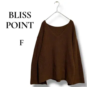 블리스포인트 V넥 니트 상의 심플 캐주얼 프리 사이즈