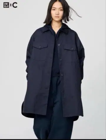 UNIQLO C 오버 사이즈 셔츠 코트 네이비
