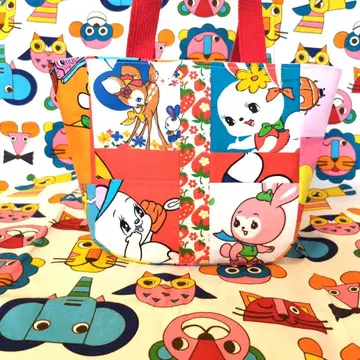 토끼 데굴데굴 백 쇼와 레트로 백 핸드메이드 토트백