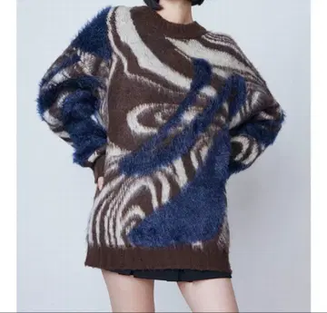 EMODA 라메 믹스 오버 패턴 니트