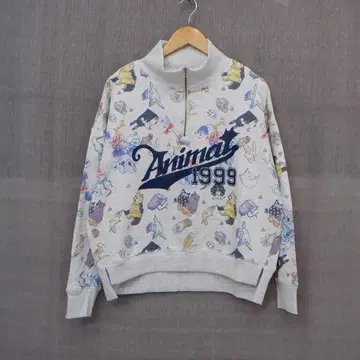 스칼라 143697: 로고 x 애니멀 무늬 하프 지퍼 쭈리 풀오버