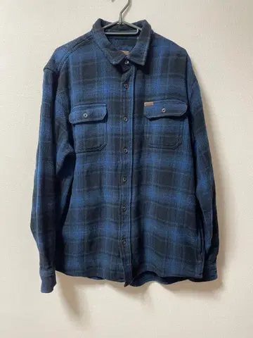 ORVIS 오비스 헤비 플란넬 셔츠 포켓 체크 무늬 블루 L