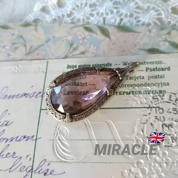 영국 빈티지 MIRACLE 핑크 퍼플 드롭 펜던트 탑