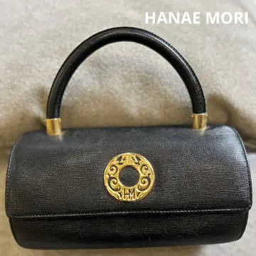하나에모리 핸드백 포멀 백 통 모양 블랙 가죽