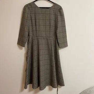 체크 무늬 A라인 원피스 사이즈 38