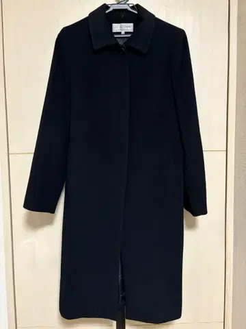 퍼 카라 부착 블랙 롱 코트 M