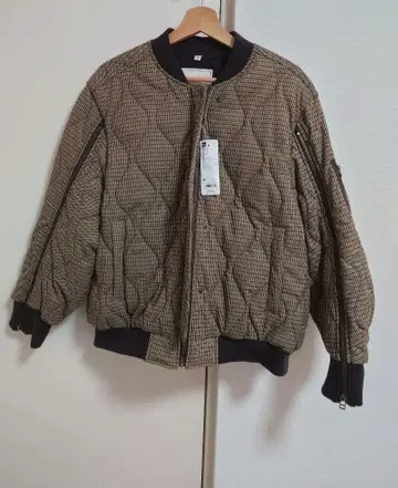 사이즈 XL GU rokh 체크 무늬 퀼팅 자켓 베이지