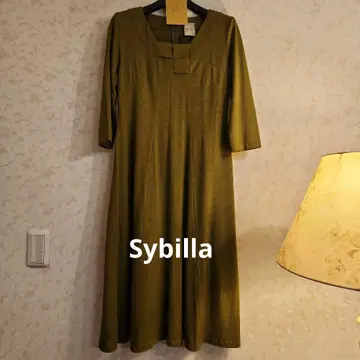 Sybilla A라인 원피스 카키색 울 100%