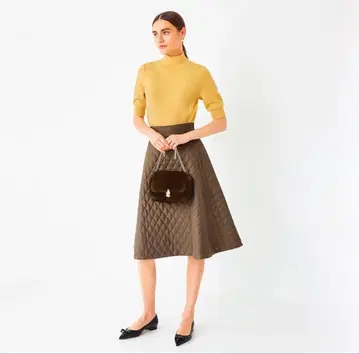 FOXEY 폭시 퀼팅 스커트 38 크로스 릴리 에스프레소