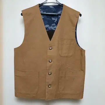 덕 원단 브라운 베스트 카모플라쥬 안감 부착 sample