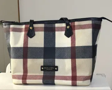 블루 레이블 크레스트브릿지 체크 무늬 토트백