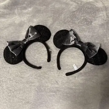 미키 귀 머리띠 블랙 글리터