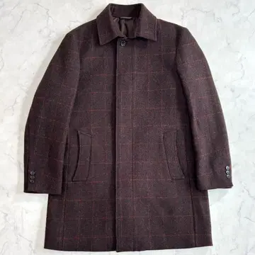 새상품급 해리스 트위드 스텐카라 코트 체크 사이즈 L sx0