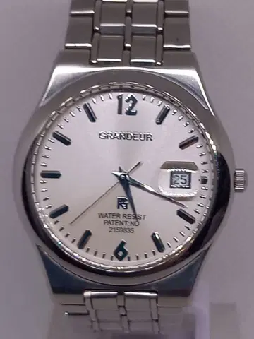 GRANDEUR 쿼츠 손목시계 실버 데이트 4연 팔찌
