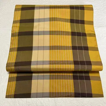 순수 실크 나고야 오비 체크 무늬