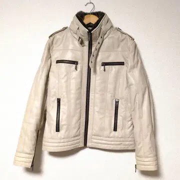 새상품급 류구 레더스 베이지 양가죽 램 가죽 라이더 자켓 L