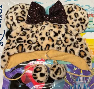 미니 팬캡 레오파드 무늬 브라운