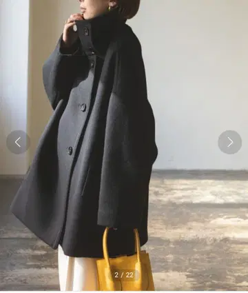 스탠드 카라 오버코트 블랙