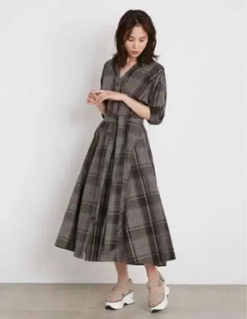 [ 새상품급 ] SNIDEL 코튼 체크 셔츠 원피스