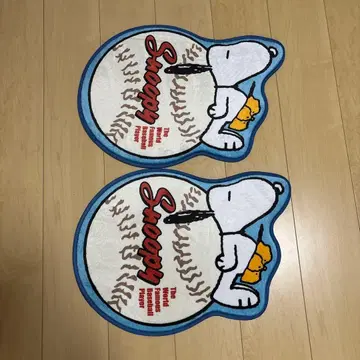 스누피 야구 디자인 러그 매트 2개 세트