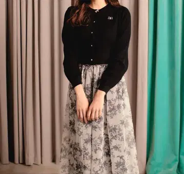 anmille 리본 비쥬 가디건 그레이