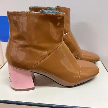 브라운 핑크 힐 부츠 37