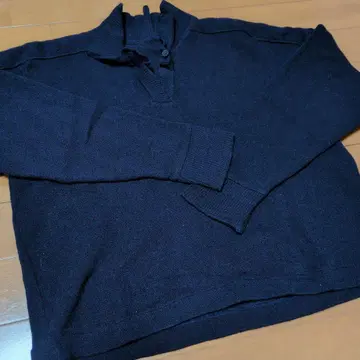 네이비 그레이 폴로넥 스웨터