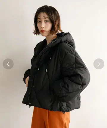 Koe 충전솜 퀼팅 후드 숏코트