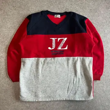 맨투맨 V넥 래글런 면 혼방 빨간색 네이비 L 사이즈 속기모 아메카지