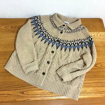 자카드 무늬 [ bulbul ] 니트 케이블 가디건 램스울