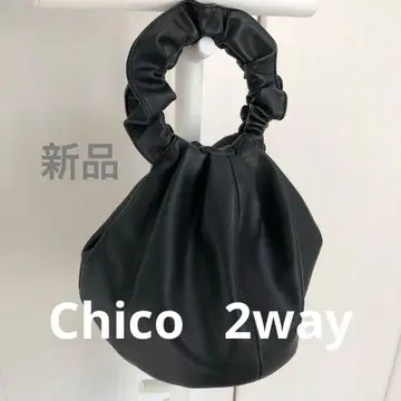 [미사용 새상품] Chico 개더 핸들 서클 백 2way 블랙