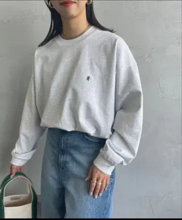 짐플렉스 원포인트 자수 로고 크루넥 롱T