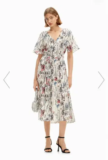 데시구알 원피스 Arty한 꽃무늬의 미디 드레스