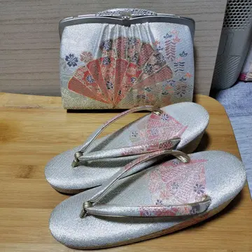 부채 무늬 조리 와 백 세트 실버