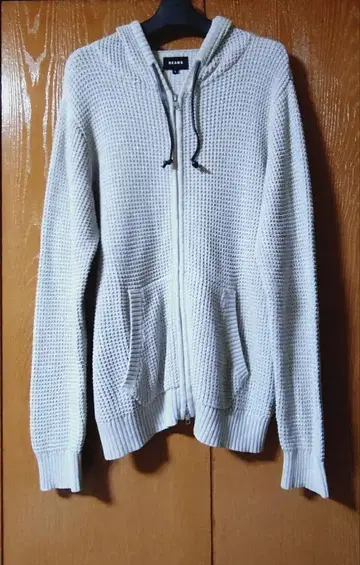 BEAMS 비빔즈 와플 편직 풀 집업 후드티 L 사이즈