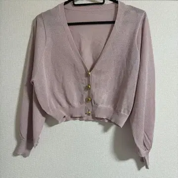 제비꽃 프린트 단추 시어 니트 가디건 an another angelus