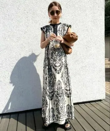 DAMASK EMBROIDERY LINEN DRESS AMERI