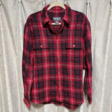 y110206 EDDIE BAUER 긴팔 셔츠 두꺼운 원단 체크 포켓 L