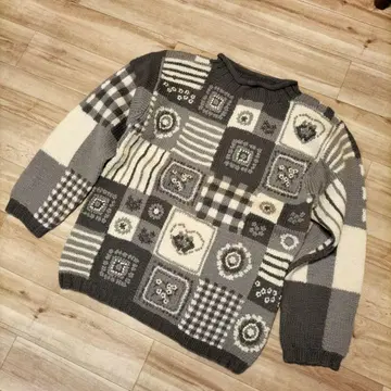 빈티지 구제 의류 스웨터 90s 핸드니트 패치워크