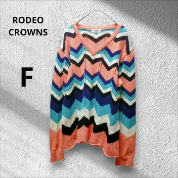 RODEO CROWNS 로데오 크라운 지그재그 패턴 V넥 니트 F