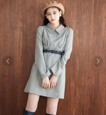 REDYAZEL 하운드투스 체크 패턴 셔츠 카라 타이트 미니 원피스 M